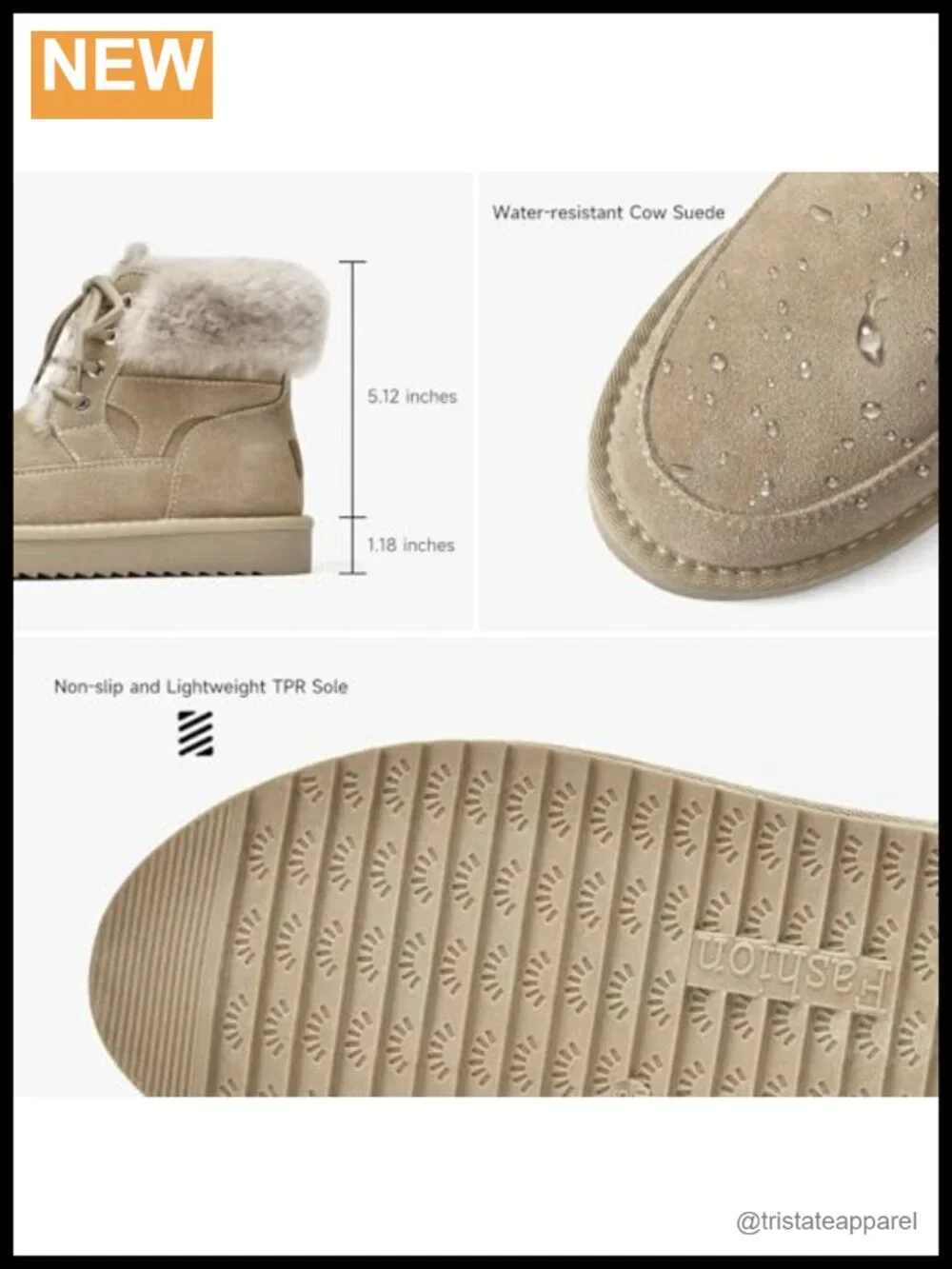 Women's Fur Lined Snow Boots, Lace-up Platform Ankle Bootie